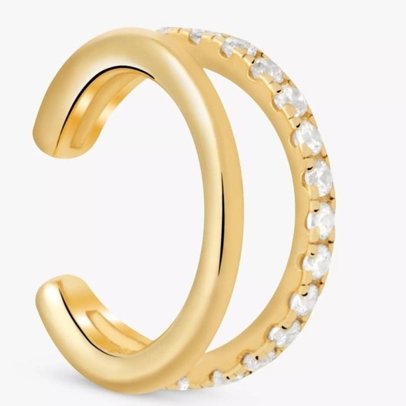 14k Gold Diamond Cuff Earrings - Picture 1 of 5